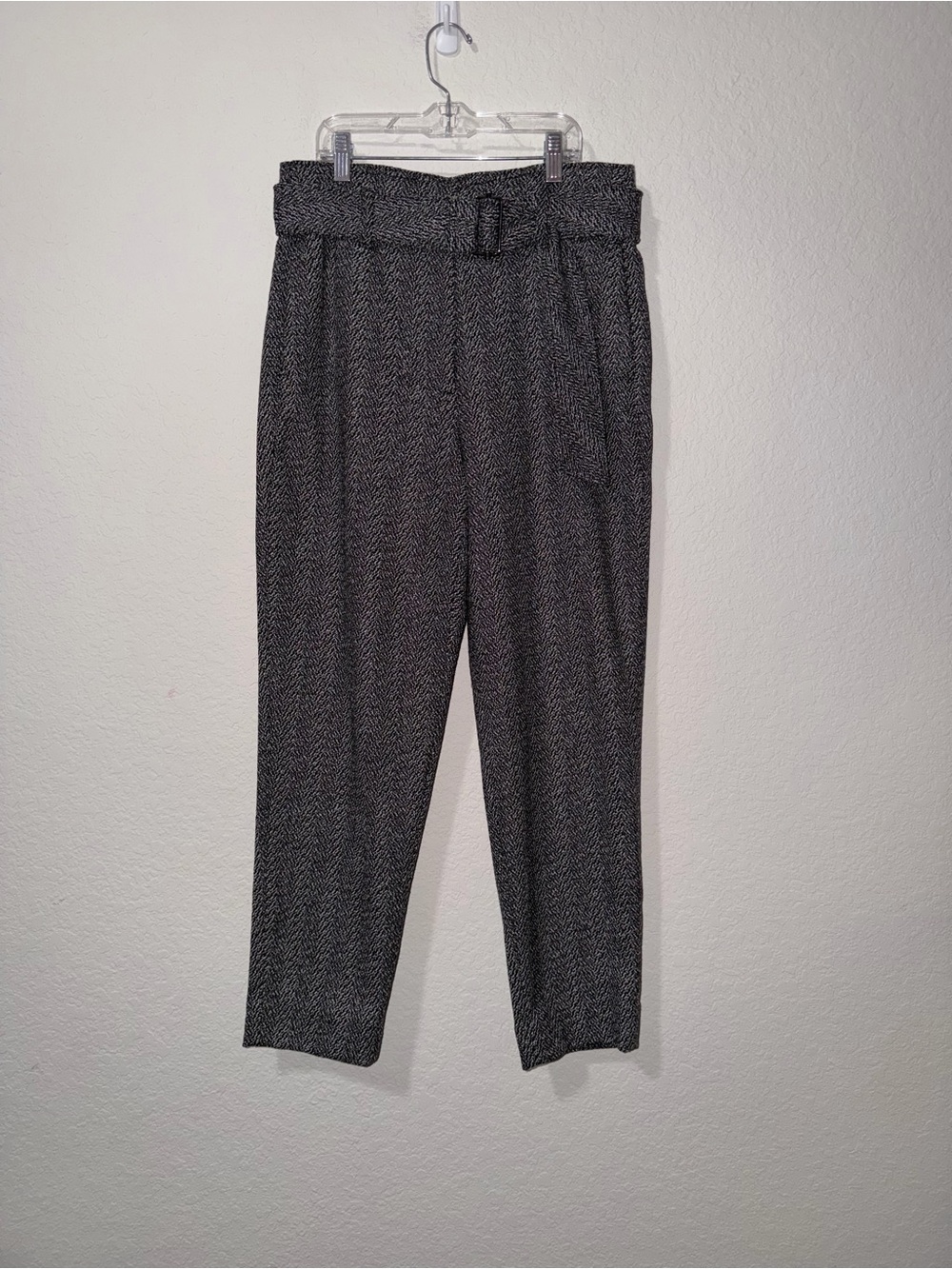 White House Black Market Herringbone Belted Dress Pants with Tapered Ankle